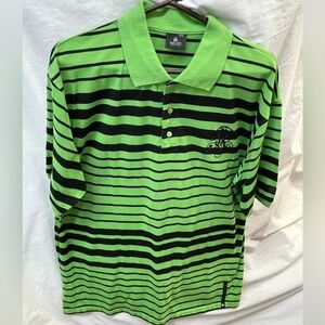 Red Ape Green and Black Striped Polo Shirt men sz 2x